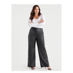 NWT Sofia Jeans Women's Diana Palazzo Super High Rise Faux Leather Pants